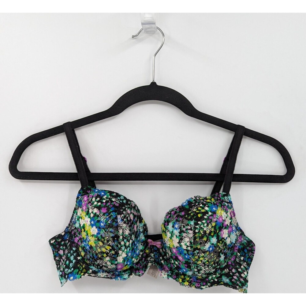 Victoria's Secret Bra Women's 34B Colorful Floral Lace Lined Demi Dream Angels